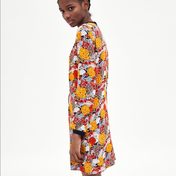 Zara TRF Printed Dress with Ribbed Trims - Picture 5 of 10